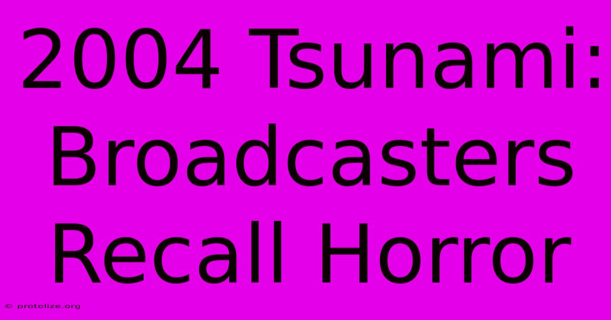 2004 Tsunami: Broadcasters Recall Horror 2004 Tsunami: Broadcasters Recall Horror