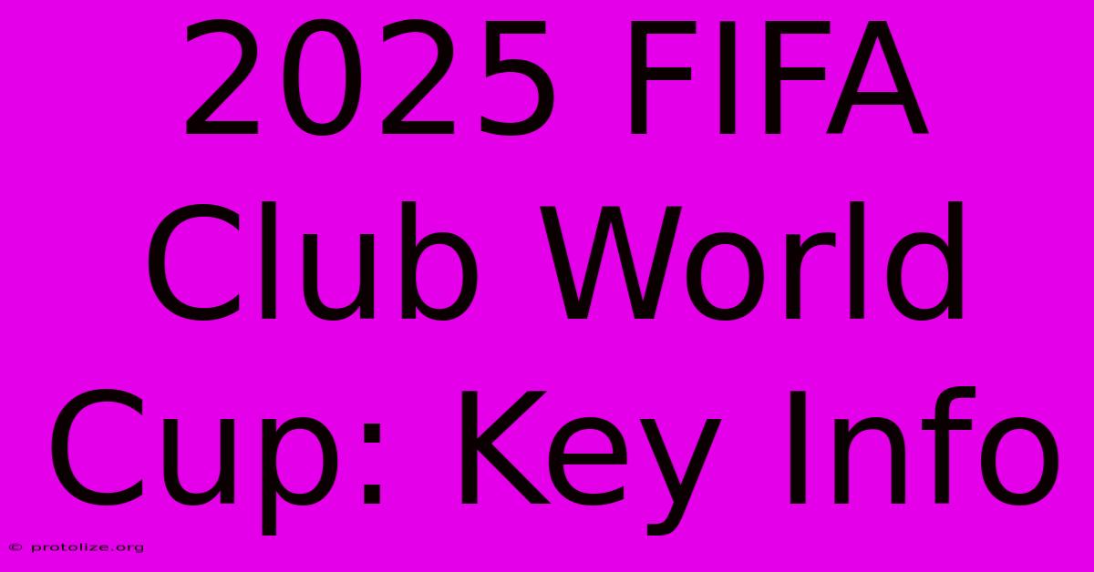 2025 FIFA Club World Cup: Key Info 2025 FIFA Club World Cup: Key Info