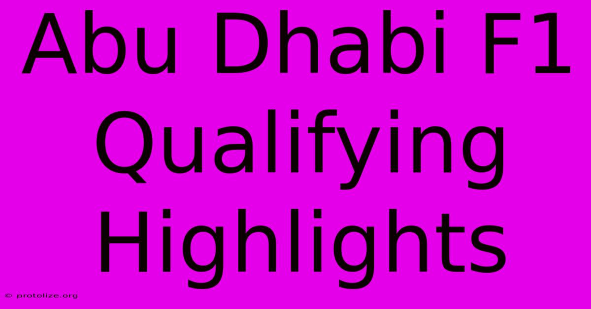 Abu Dhabi F1 Qualifying Highlights Abu Dhabi F1 Qualifying Highlights