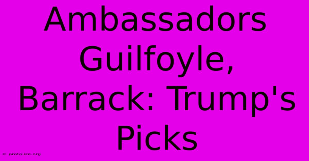 Ambassadors Guilfoyle, Barrack: Trump's Picks Ambassadors Guilfoyle, Barrack: Trump's Picks