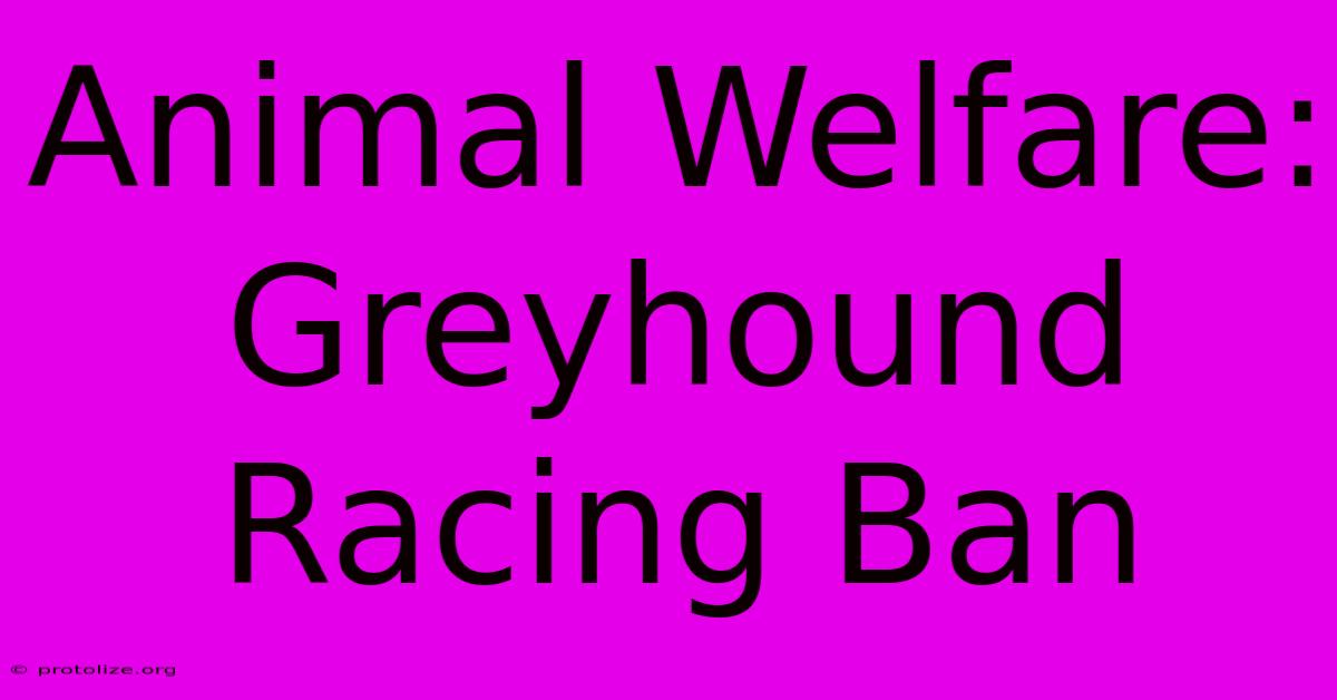 Animal Welfare: Greyhound Racing Ban