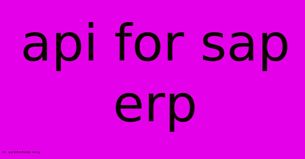Api For Sap Erp Api For Sap Erp