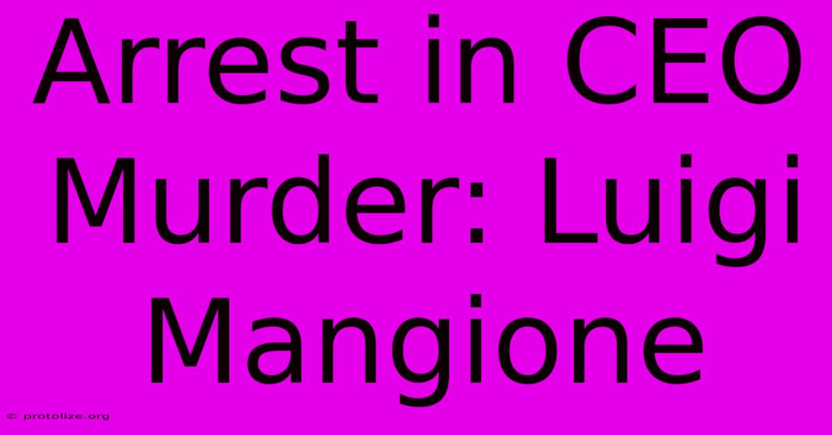 Arrest In CEO Murder: Luigi Mangione