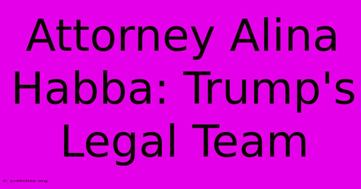 Attorney Alina Habba: Trump's Legal Team