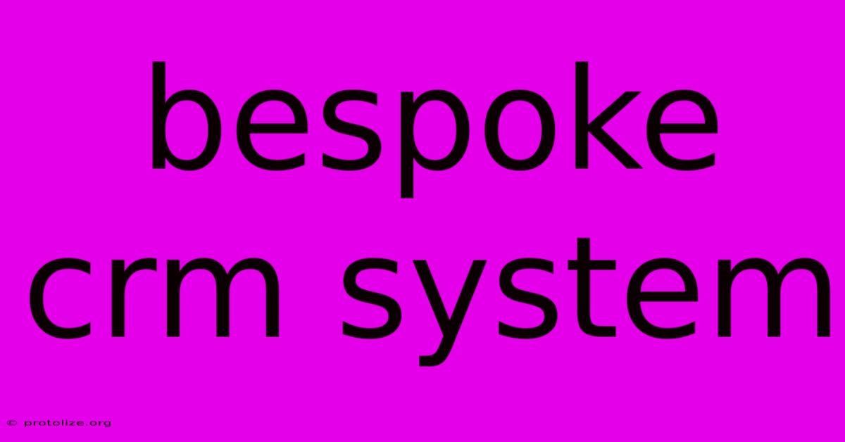 Bespoke Crm System Bespoke Crm System