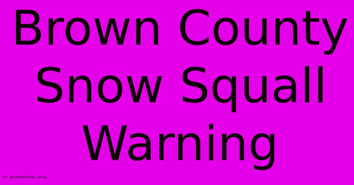 Brown County Snow Squall Warning Brown County Snow Squall Warning