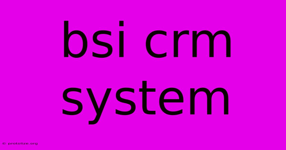 Bsi Crm System Bsi Crm System