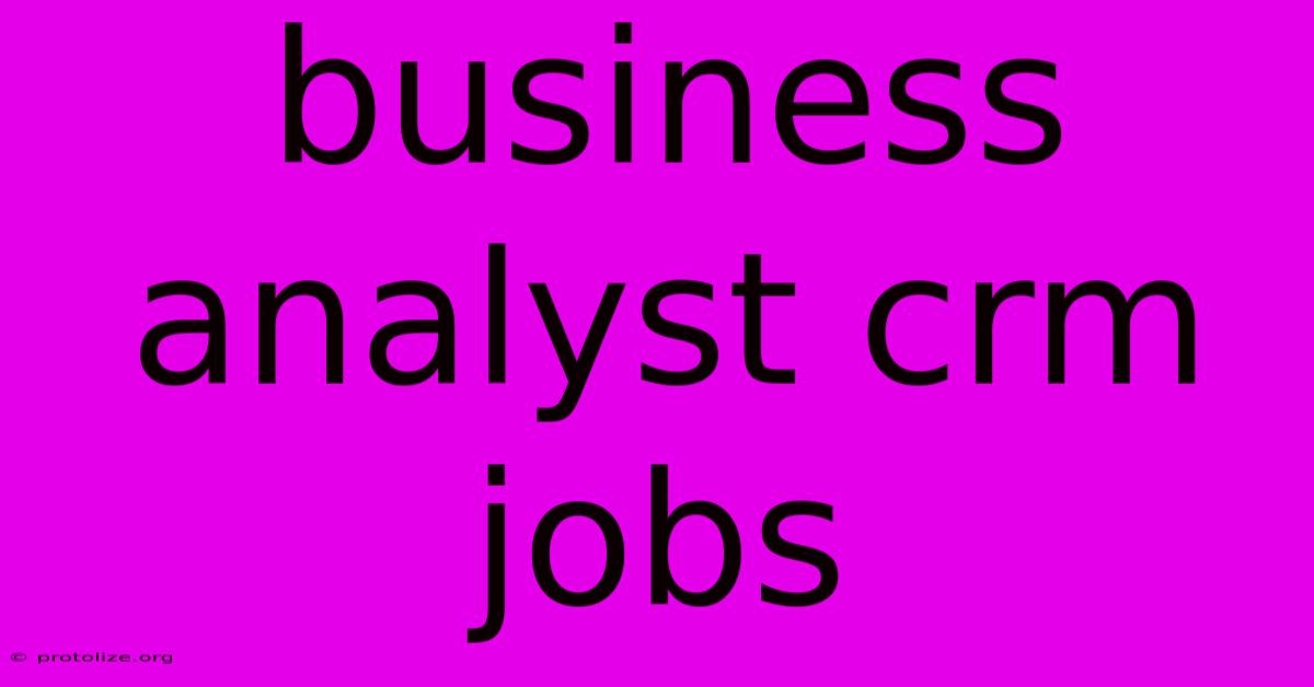 Business Analyst Crm Jobs