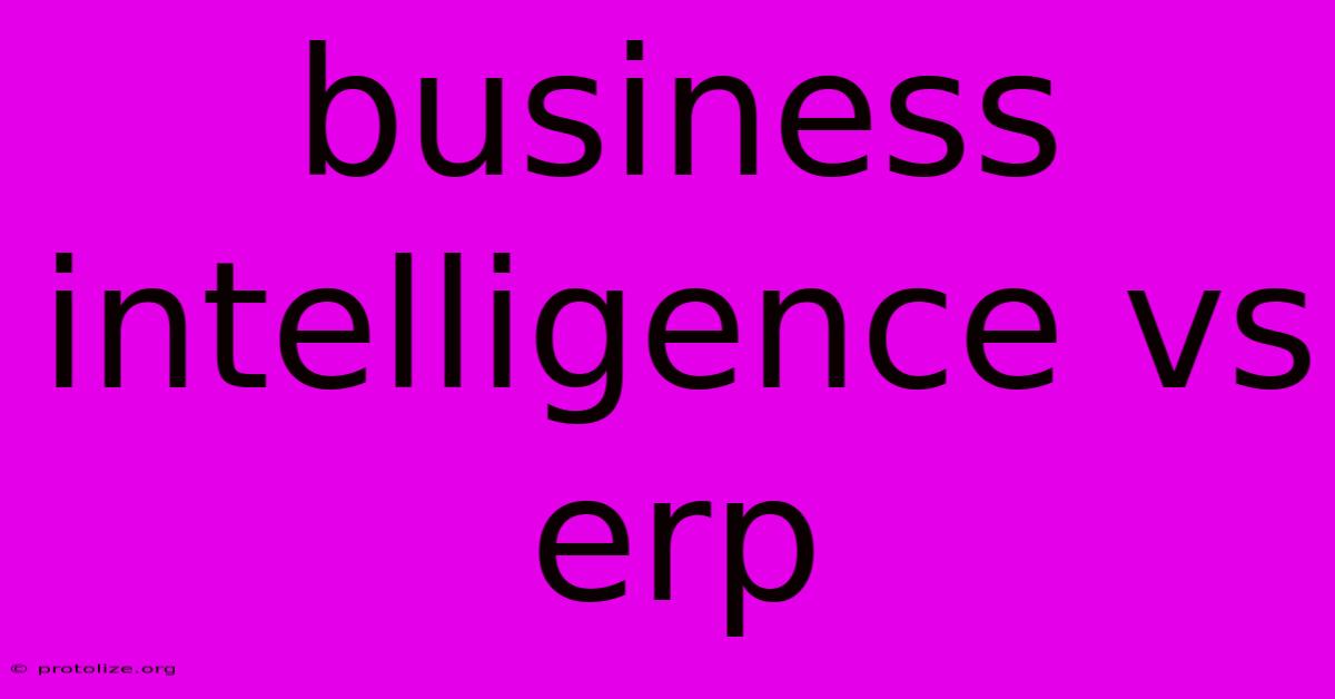 Business Intelligence Vs Erp