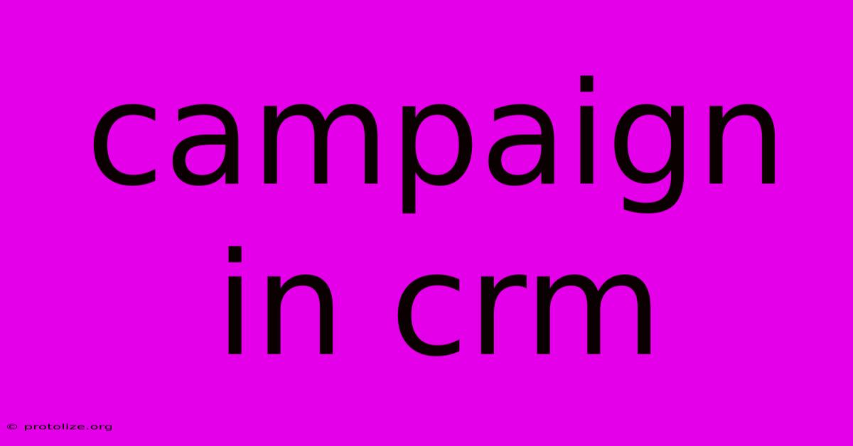 Campaign In Crm Campaign In Crm
