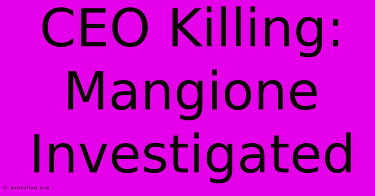 CEO Killing:  Mangione Investigated