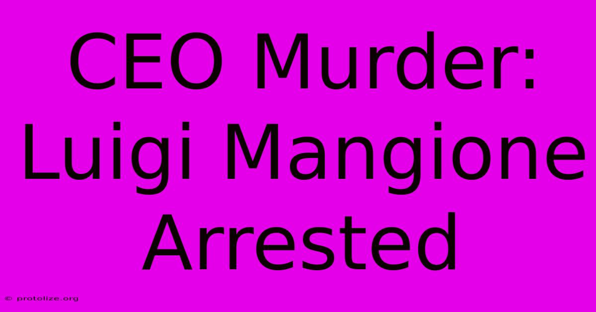 CEO Murder: Luigi Mangione Arrested