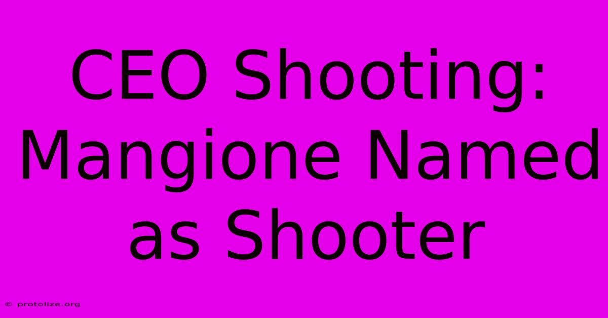 CEO Shooting: Mangione Named As Shooter