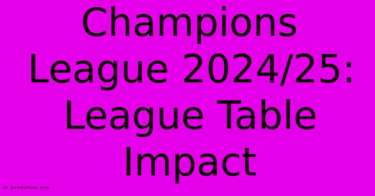 Champions League 2024/25: League Table Impact Champions League 2024/25: League Table Impact