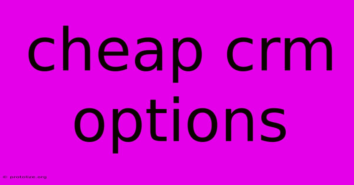 Cheap Crm Options Cheap Crm Options