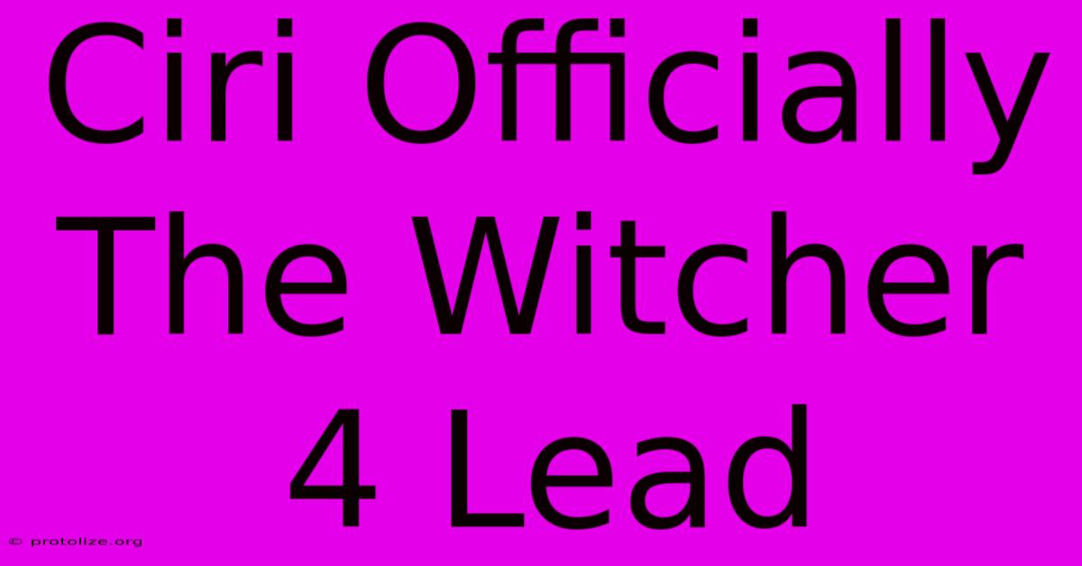 Ciri Officially The Witcher 4 Lead Ciri Officially The Witcher 4 Lead