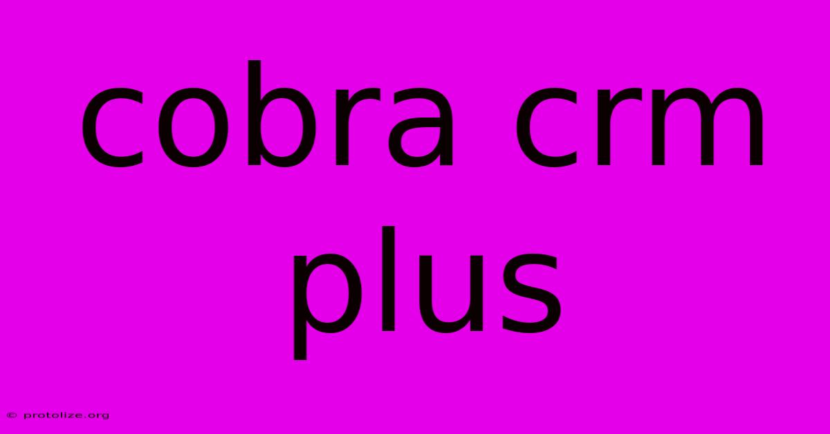 Cobra Crm Plus Cobra Crm Plus
