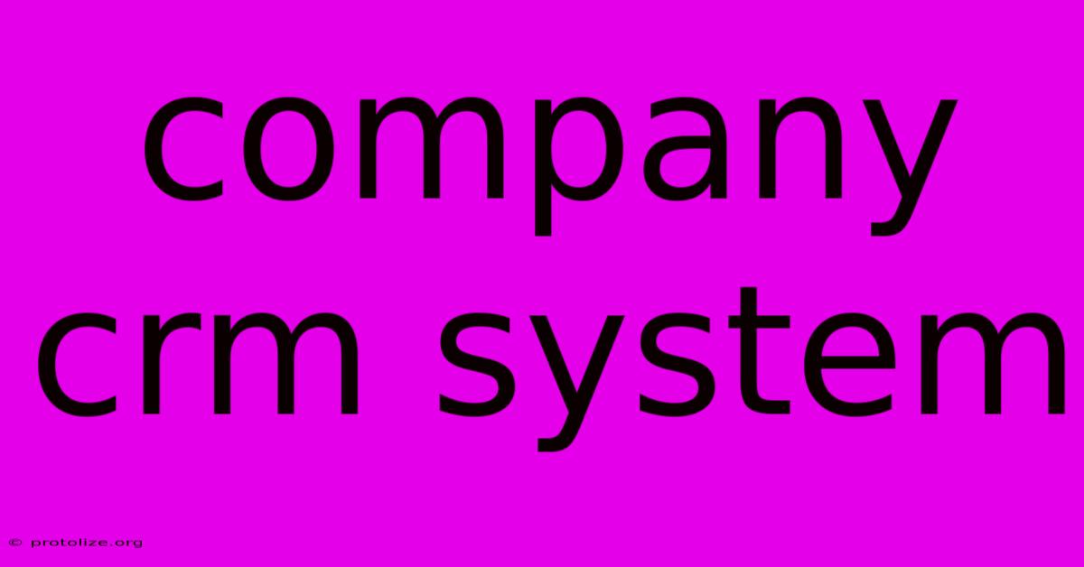 Company Crm System Company Crm System