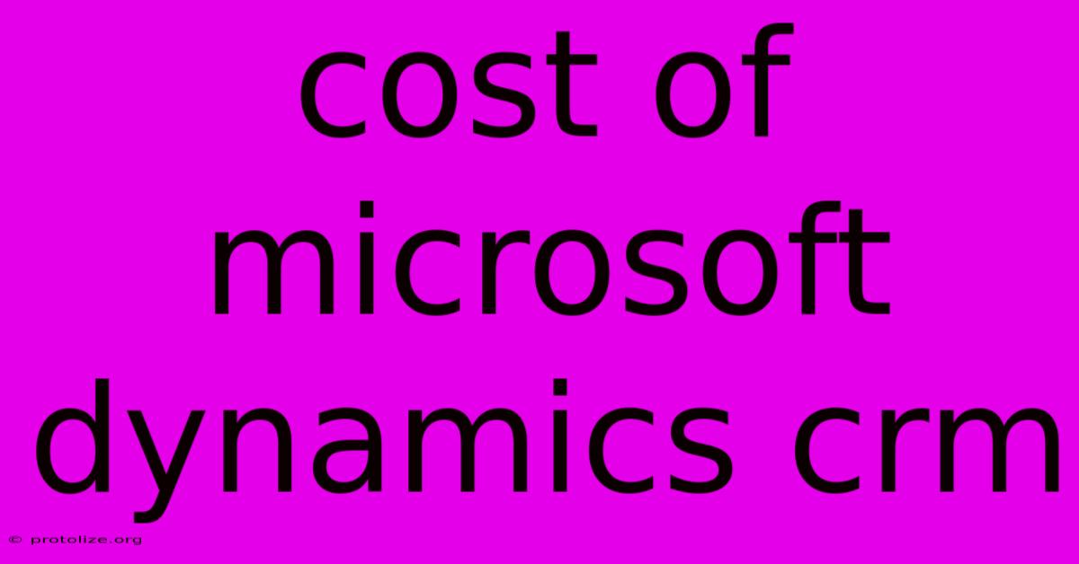 Cost Of Microsoft Dynamics Crm