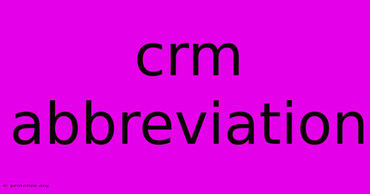 Crm Abbreviation