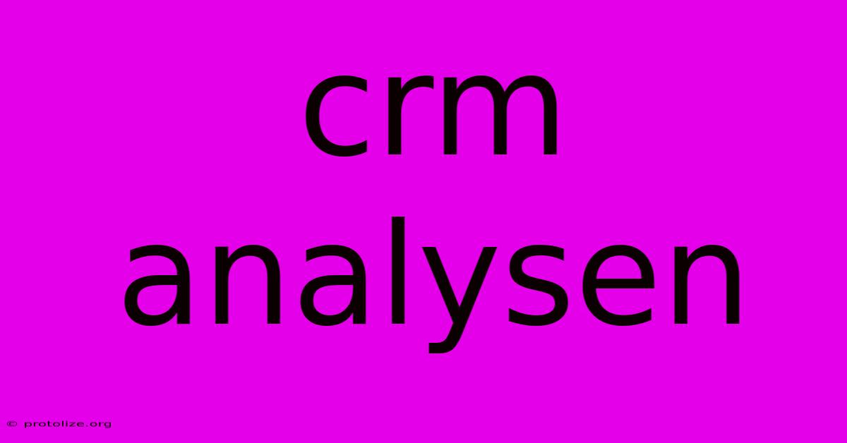 Crm Analysen Crm Analysen