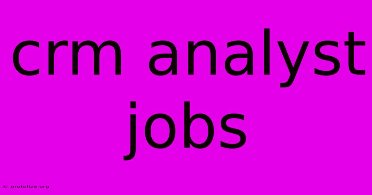 Crm Analyst Jobs