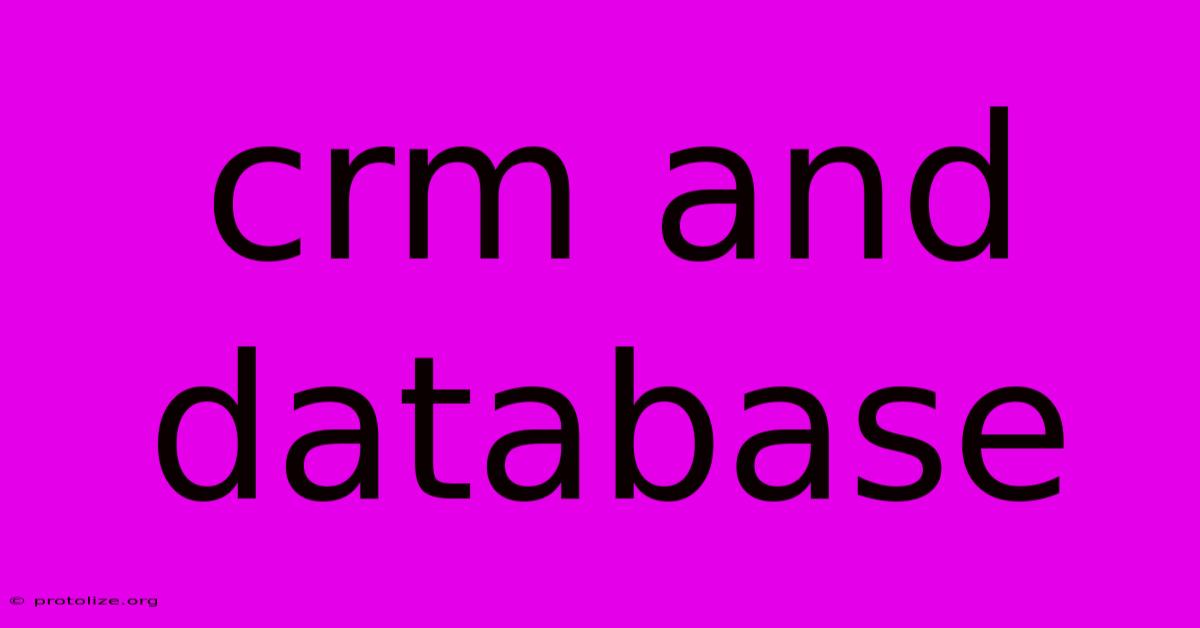 Crm And Database Crm And Database
