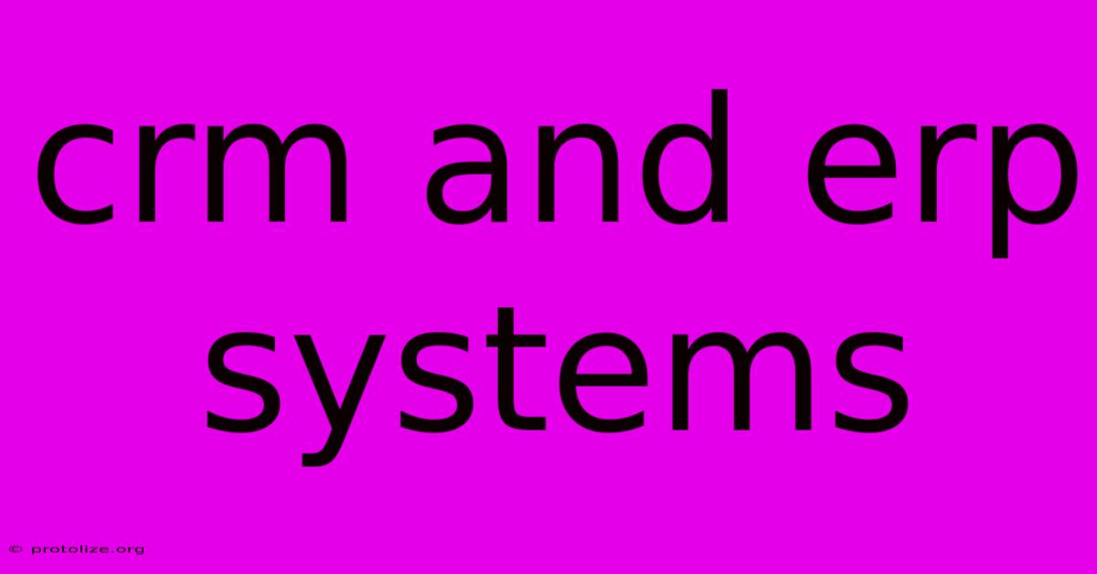 Crm And Erp Systems Crm And Erp Systems