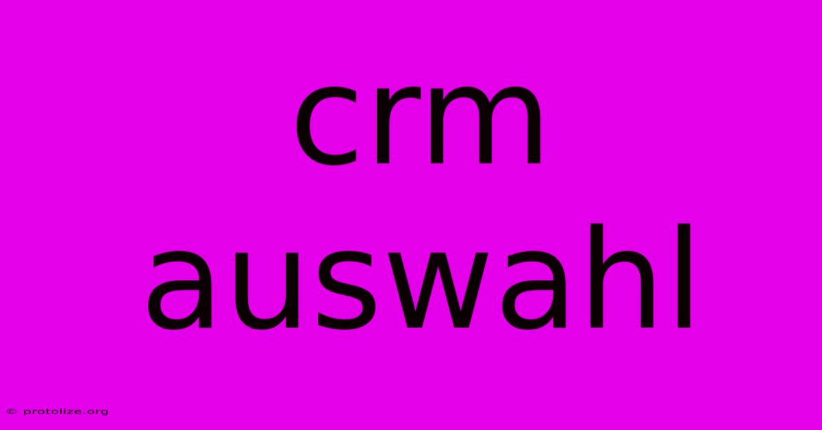 Crm Auswahl Crm Auswahl