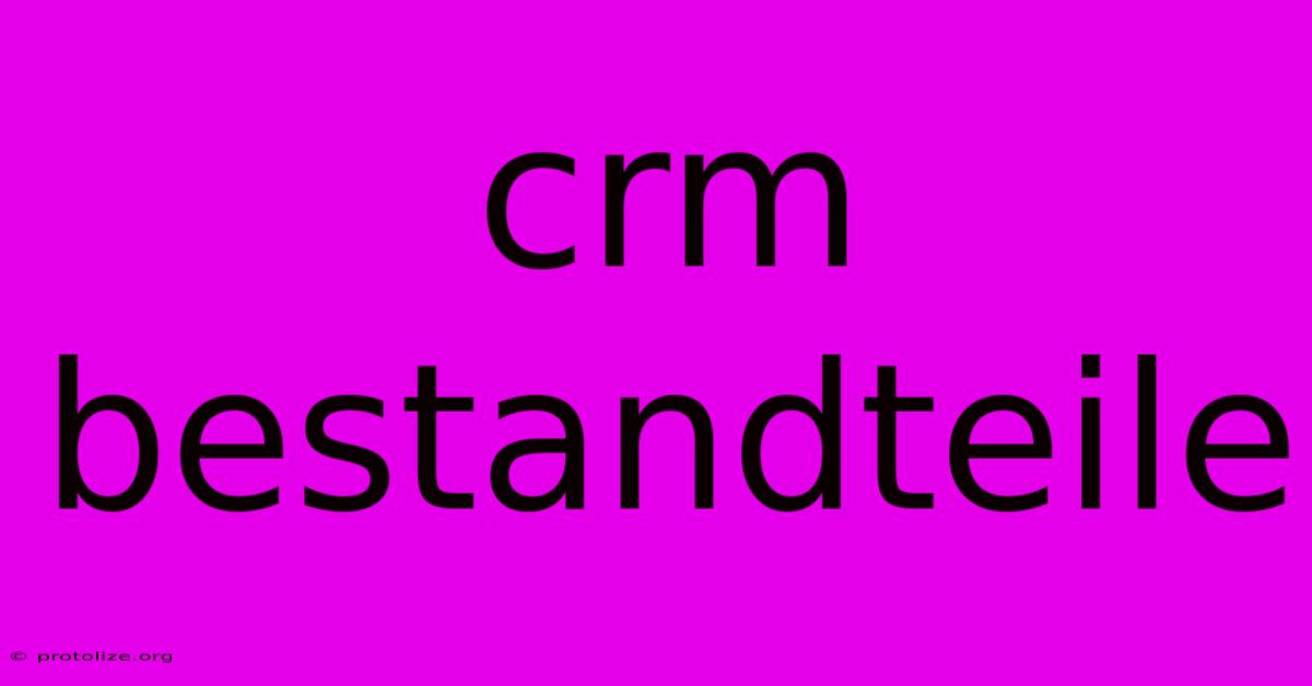 Crm Bestandteile Crm Bestandteile