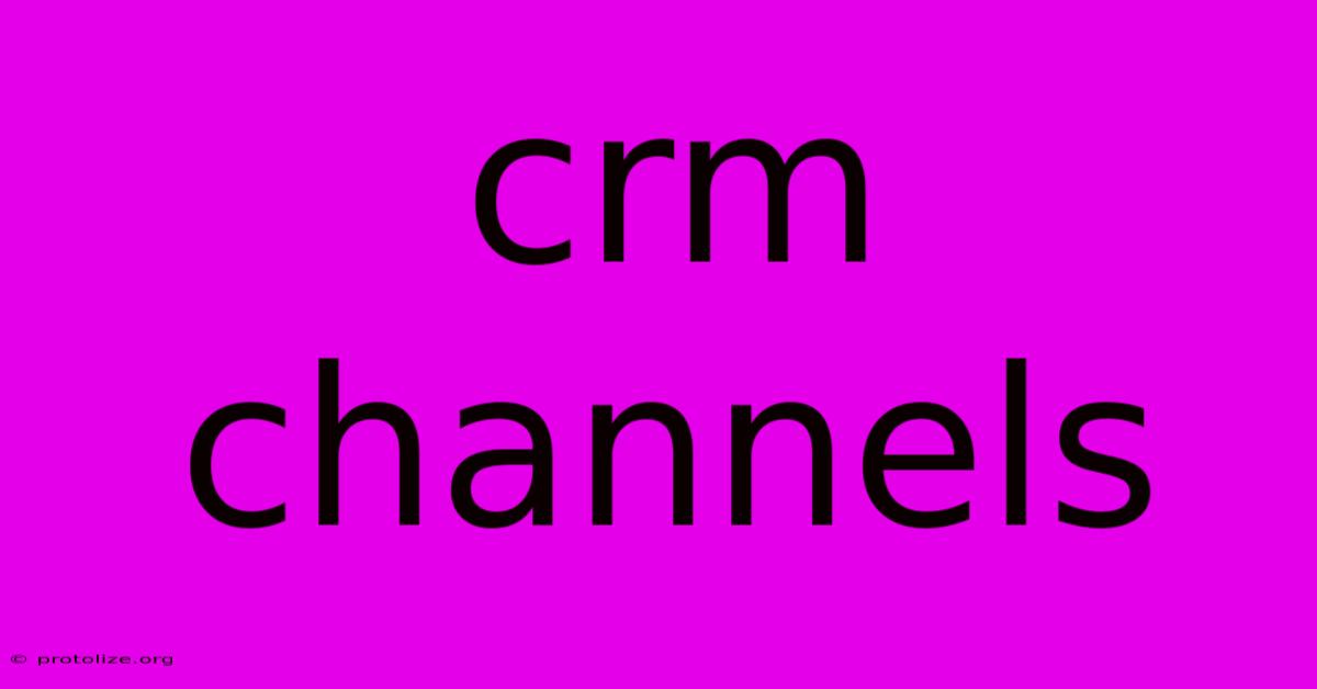 Crm Channels Crm Channels