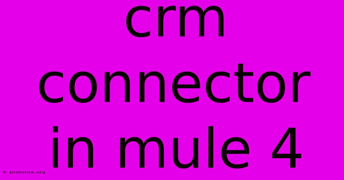 Crm Connector In Mule 4