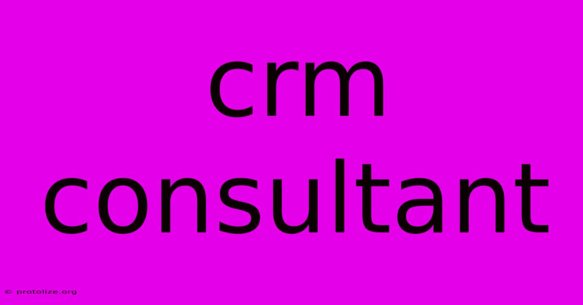 Crm Consultant Crm Consultant