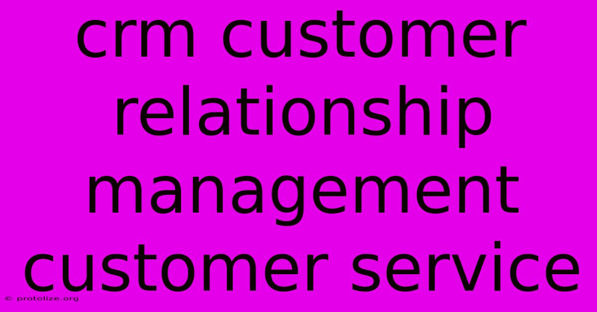 Crm Customer Relationship Management Customer Service