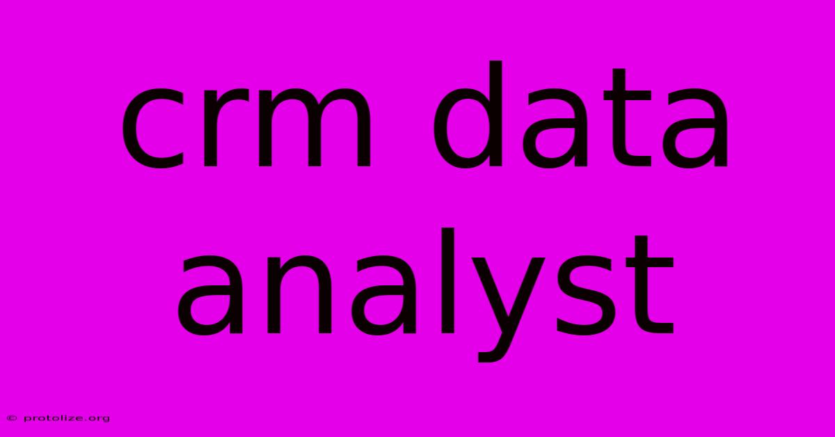 Crm Data Analyst