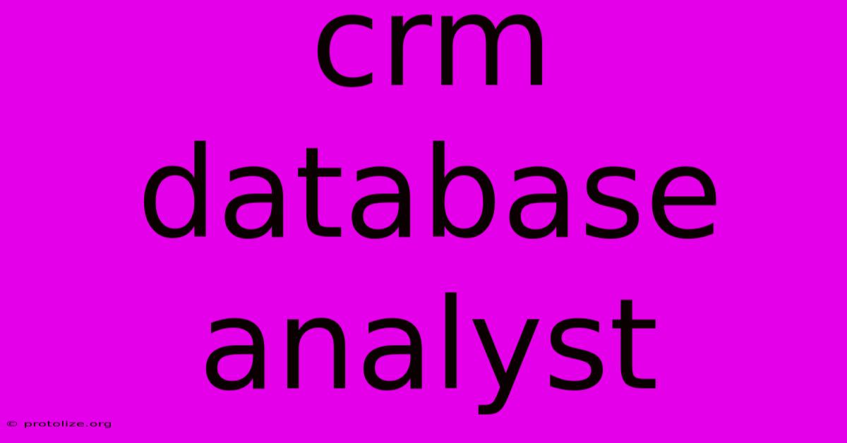 Crm Database Analyst