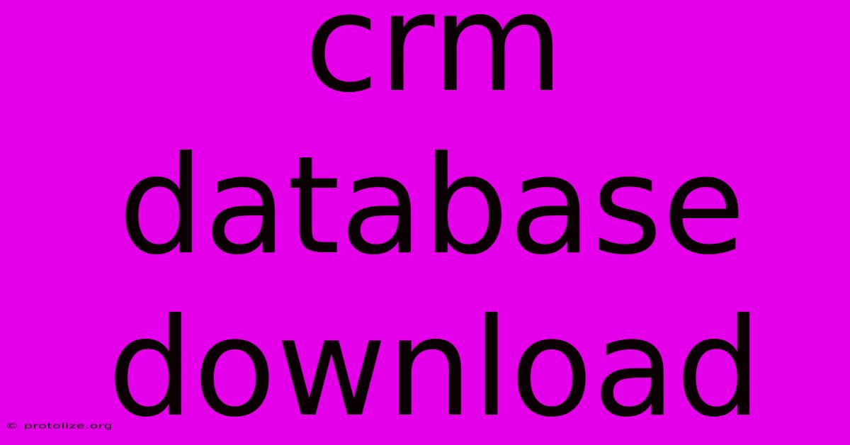 Crm Database Download