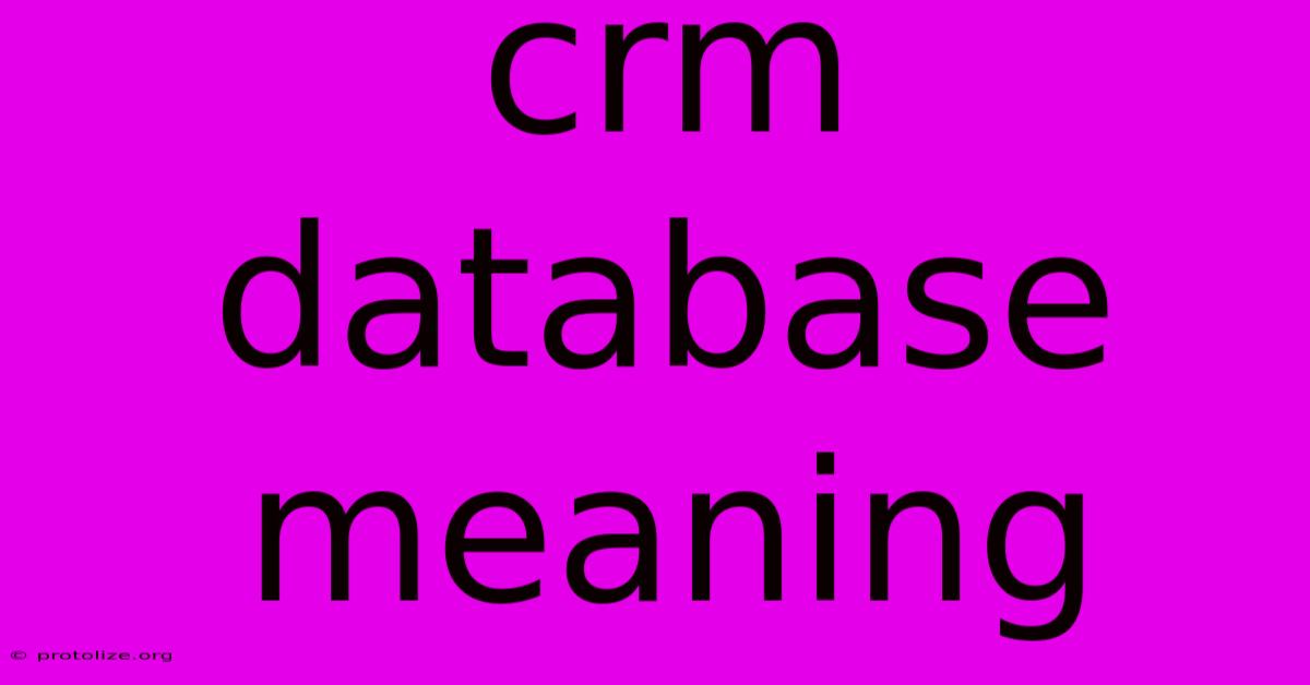 Crm Database Meaning