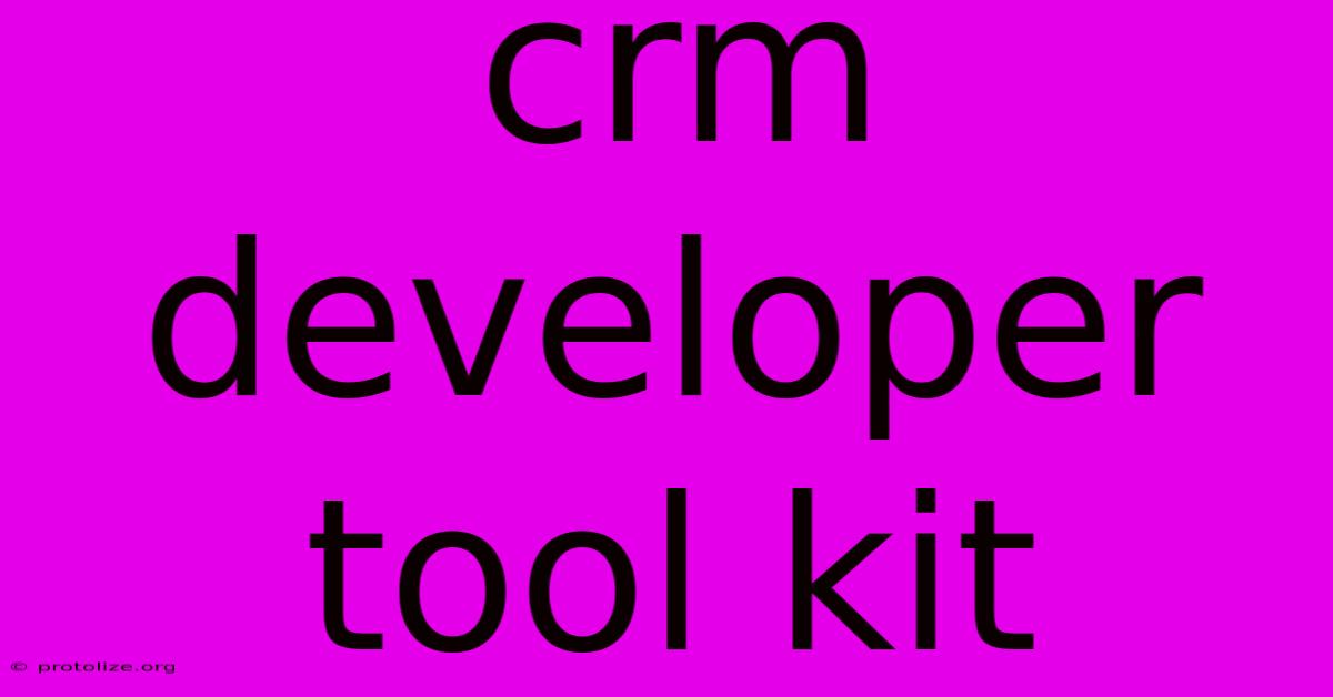 Crm Developer Tool Kit