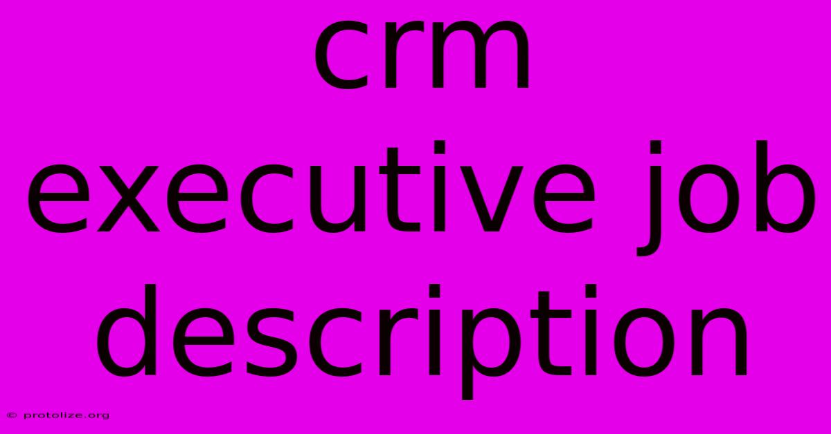 Crm Executive Job Description