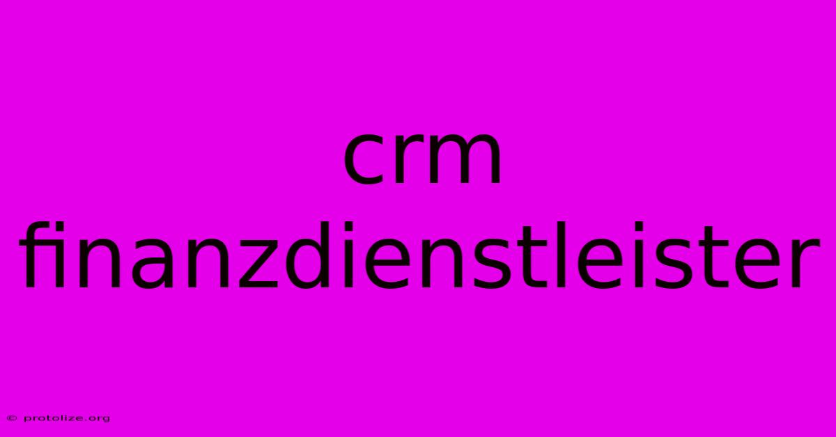 Crm Finanzdienstleister Crm Finanzdienstleister