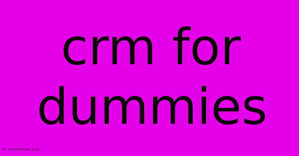 Crm For Dummies Crm For Dummies