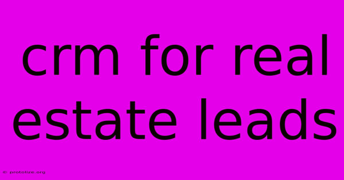 Crm For Real Estate Leads