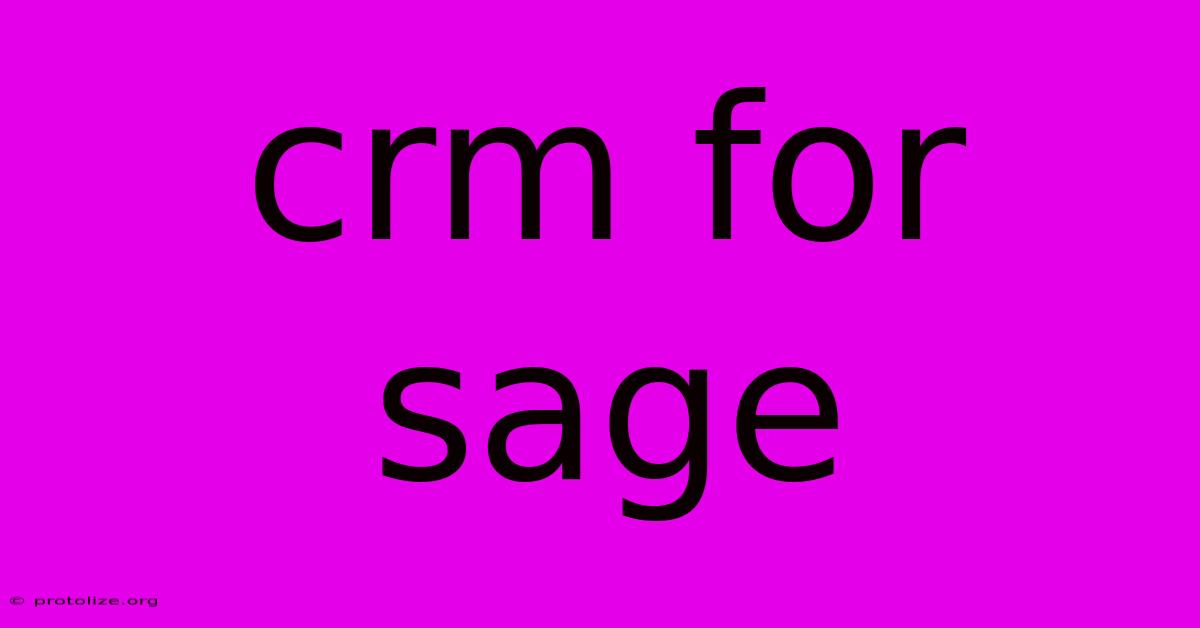 Crm For Sage Crm For Sage