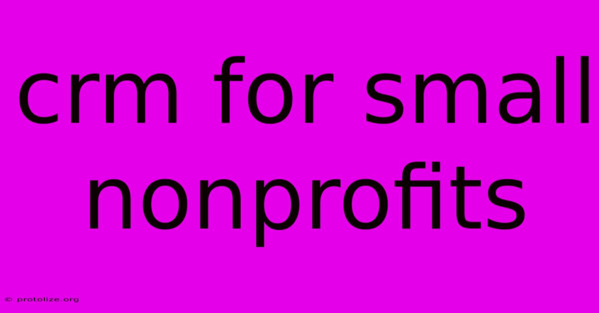 Crm For Small Nonprofits