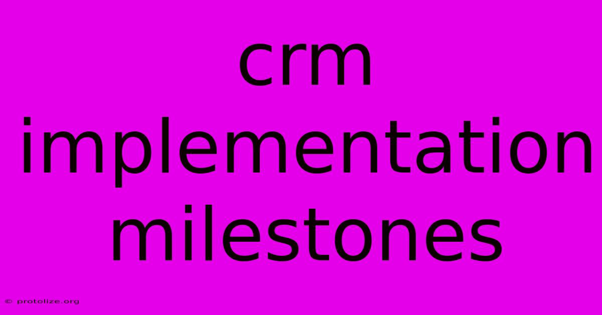 Crm Implementation Milestones Crm Implementation Milestones