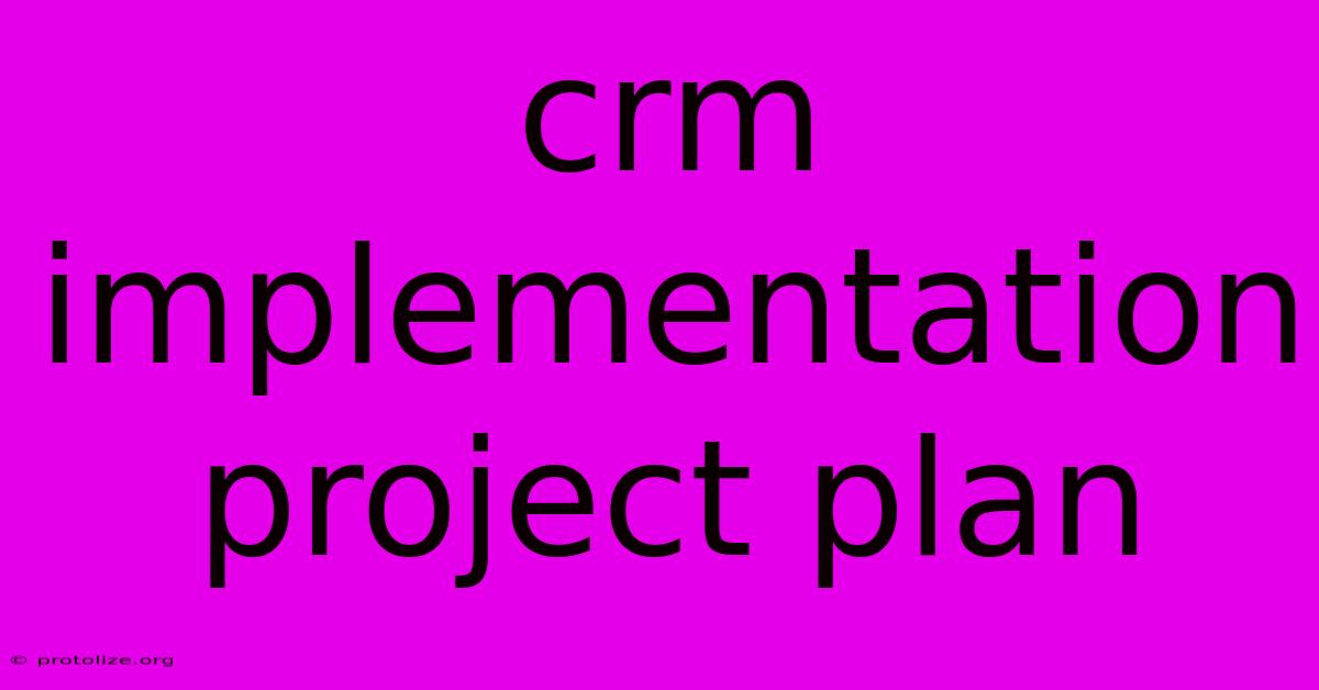 Crm Implementation Project Plan