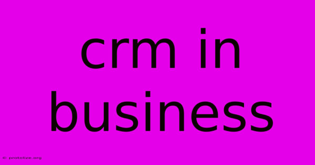 Crm In Business Crm In Business