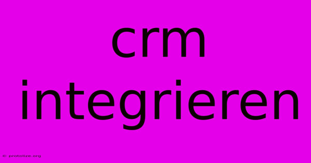 Crm Integrieren Crm Integrieren