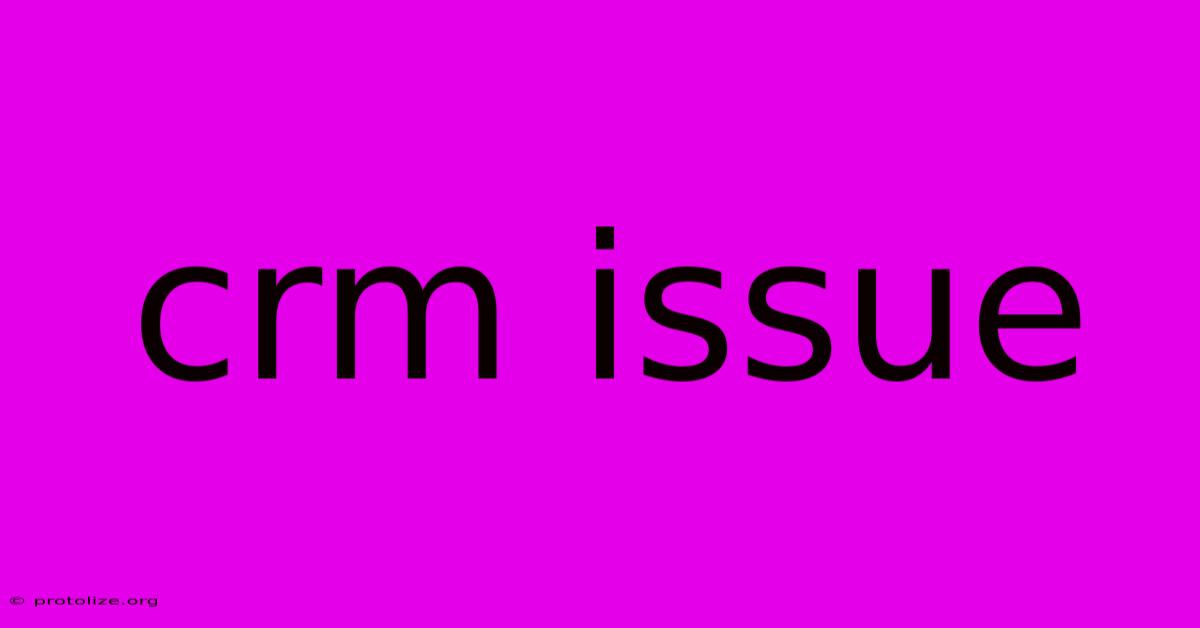 Crm Issue Crm Issue
